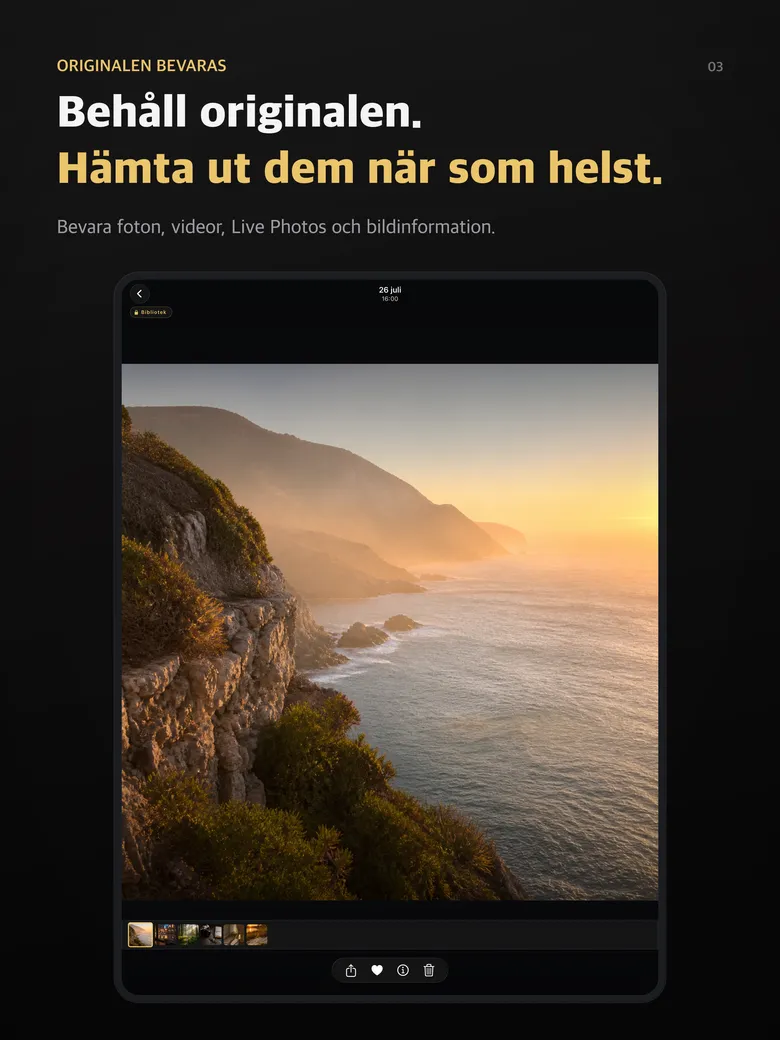 Behåll originalen. Hämta ut dem när som helst.